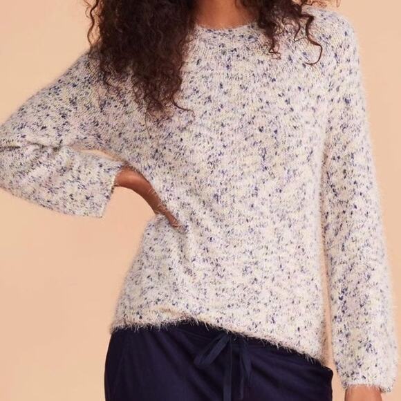 Lou & Grey Multicolor Confetti Fuzzy Crewneck Sweater Small Artsy Cozy Lounge - Picture 1 of 6